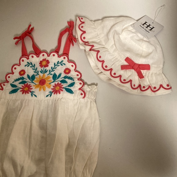 Haute Hippie Kids Style Embroidered Romper & Hat - Picture 6 of 11